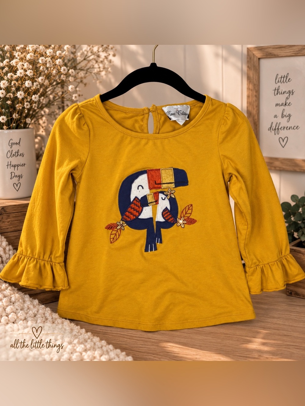 Supreme Mustard Yellow Long Sleeve Toucan Appliqué Top